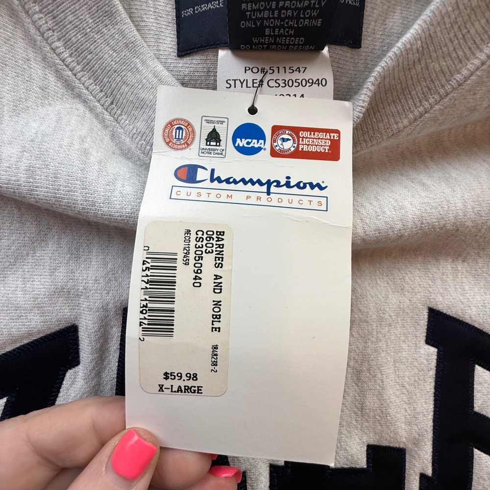 Champion Yale University Crewneck Sweatshirt XL Oatmeal Grey CS3050940 NWT Mens - Picture 5 of 5